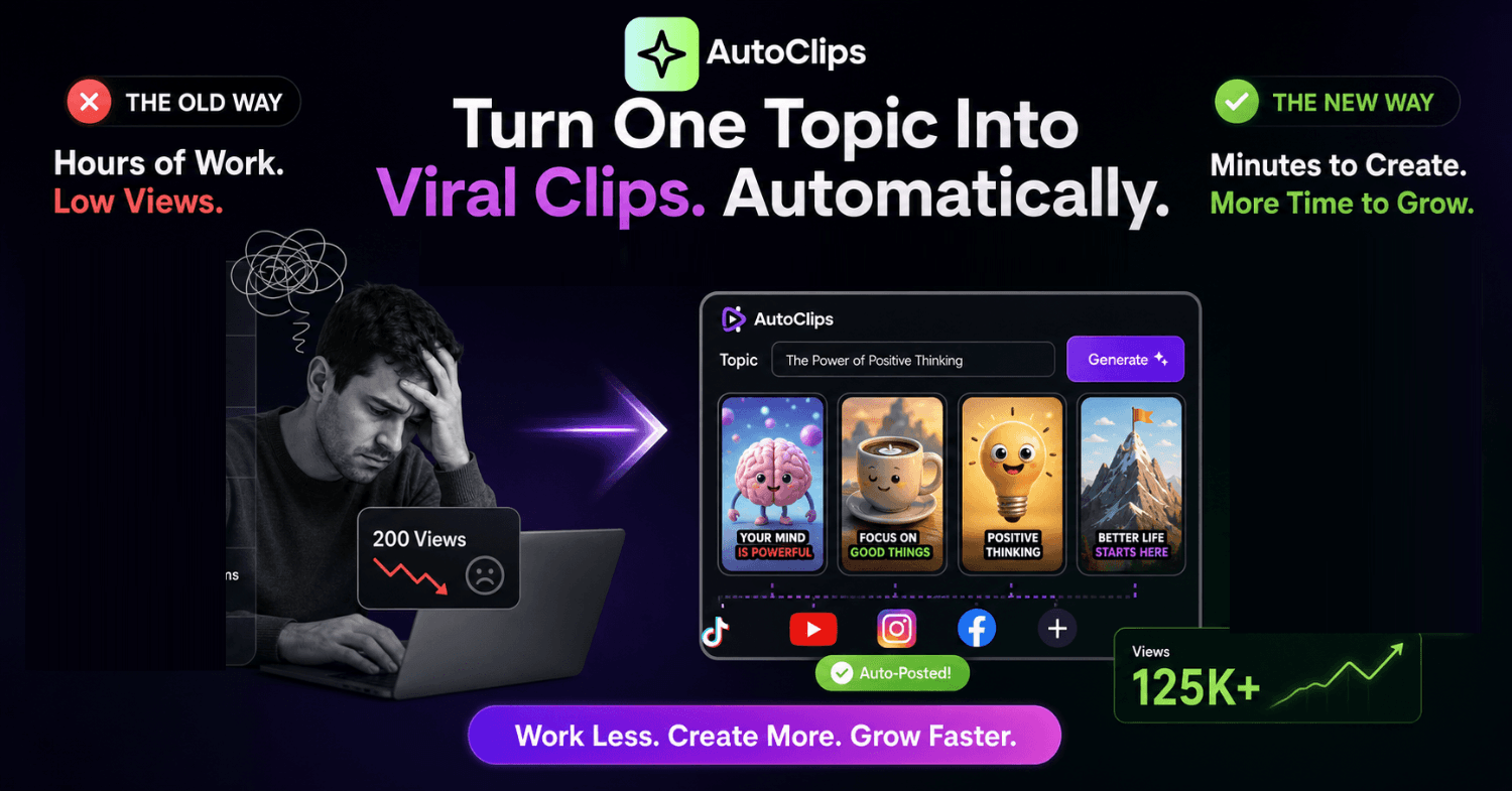 Stop Editing Videos for Hours. Create Viral Shorts on Autopilot.