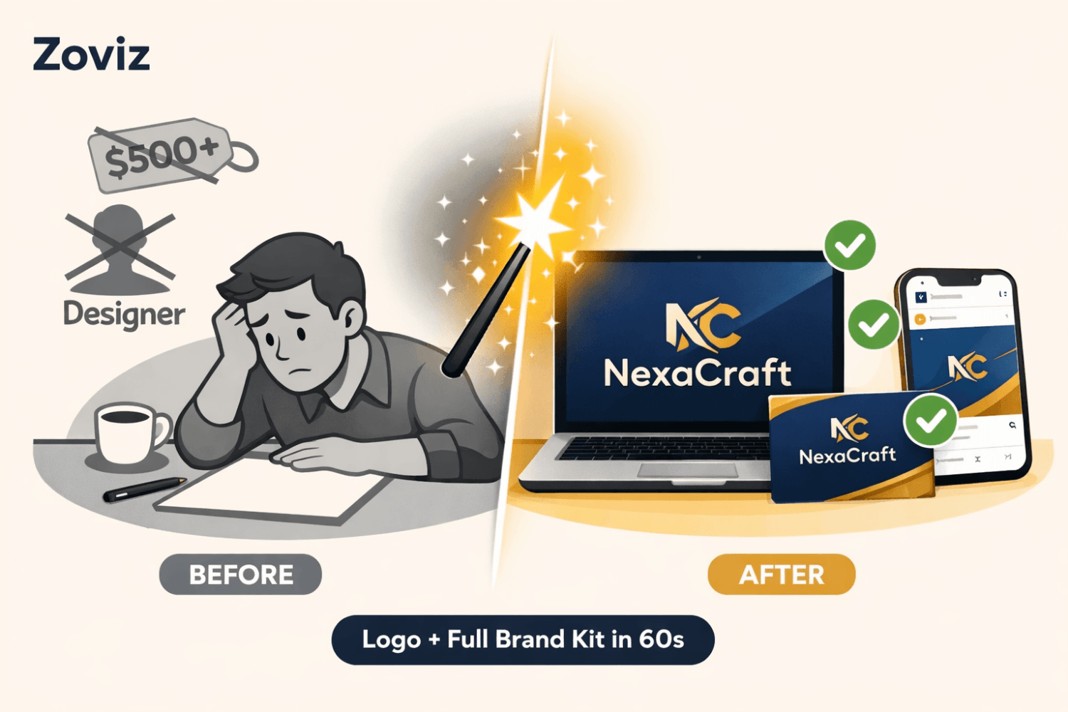 Stop paying $500+ for a logo. AI does it in 60s.